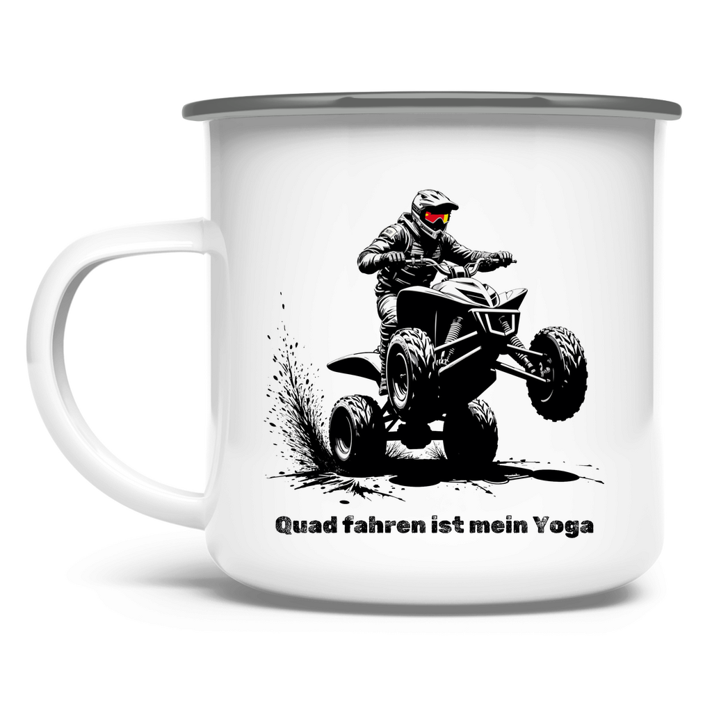Emaille Tasse Quad fahren ist mein Yoga