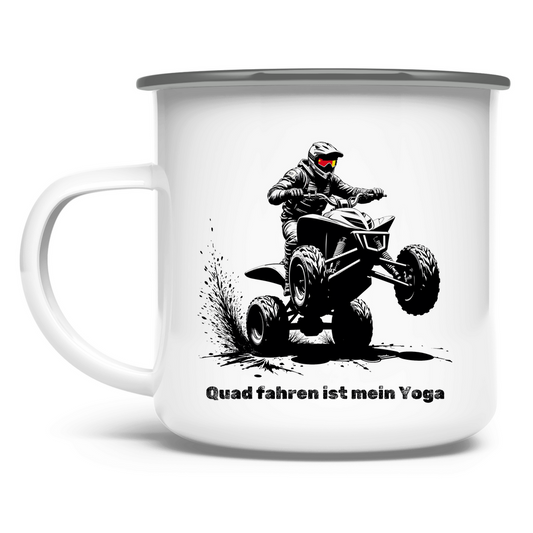 Emaille Tasse Quad fahren ist mein Yoga