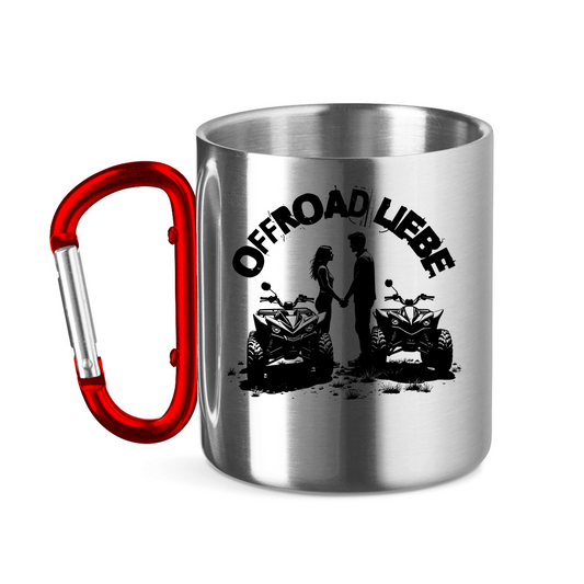 Stainless steel mug with carabiner handle Quad Offroad Love