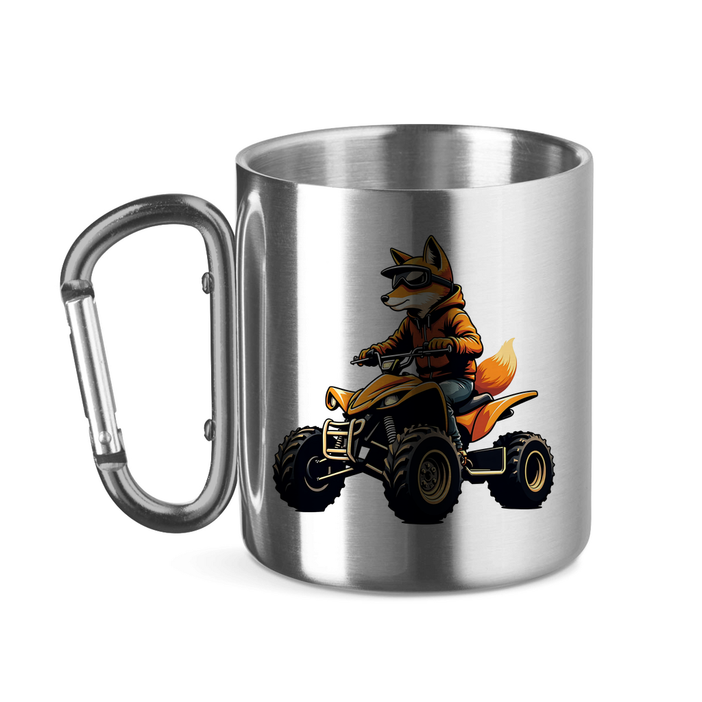 Edelstahltasse mit Karabinergriff Quad Fuchs