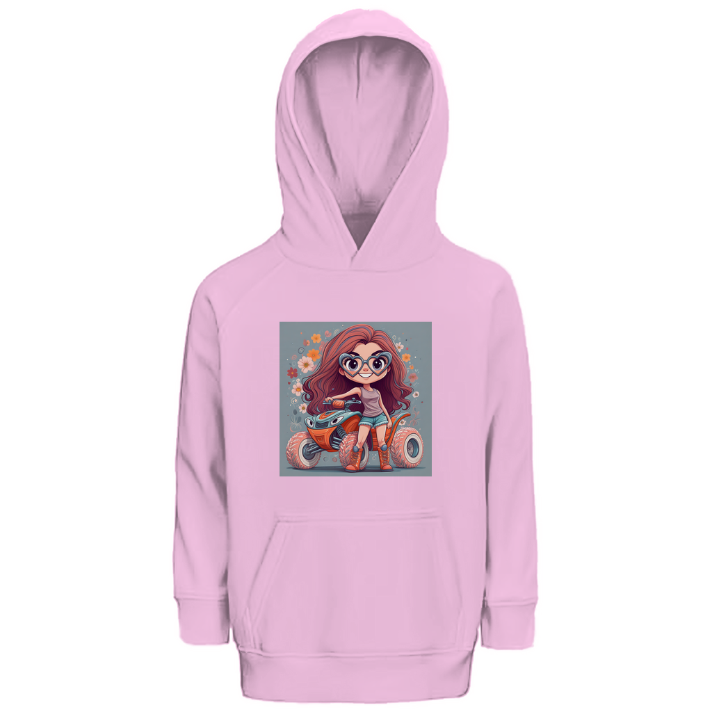 Sweat à capuche bio premium pour enfant Quad PinkLady