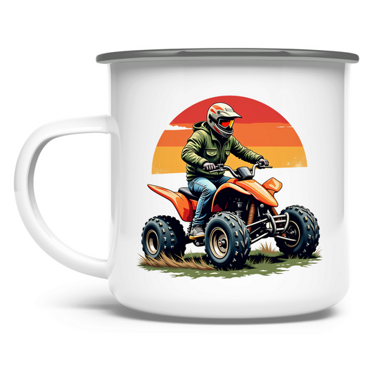 Emaille Tasse Quad Retro