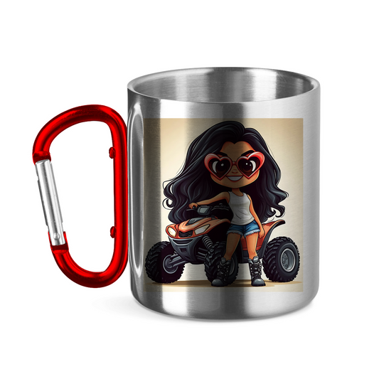 Edelstahltasse mit Karabinergriff QuadLady
