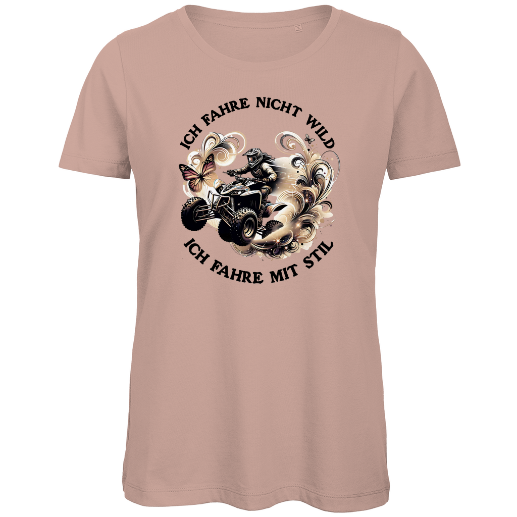 Damen Premium Bio T-Shirt Quad Ich Fahre nicht wild