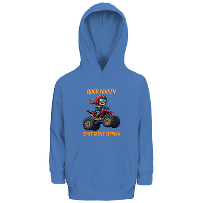 Kinder Premium Bio Hoodie Quad fahren statt Tablet starren