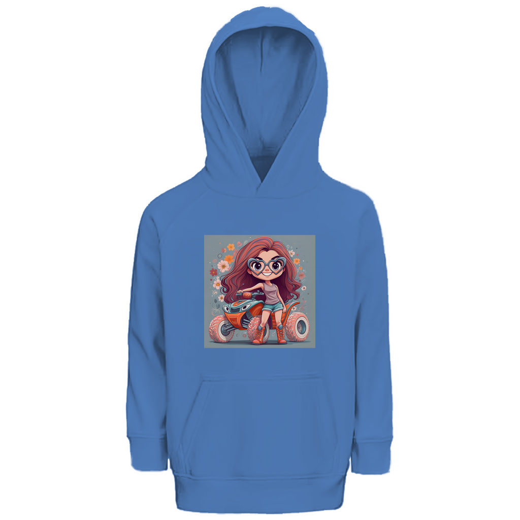 Sweat à capuche bio premium pour enfant Quad PinkLady
