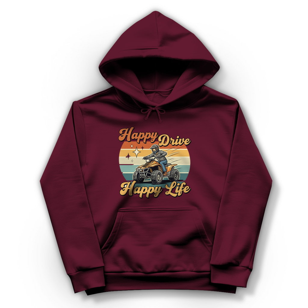 Damen Hoodie Quad Happy Drive,Happy Life