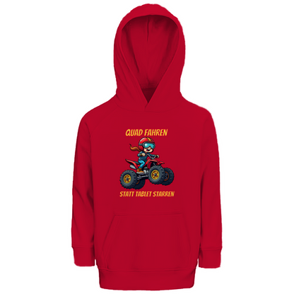 Kinder Premium Bio Hoodie Quad fahren statt Tablet starren