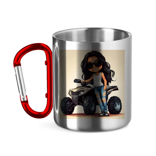 Edelstahltasse mit Karabinergriff QuadLady
