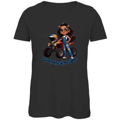 Damen Premium Bio T-Shirt Quad fahren ist mein Yoga