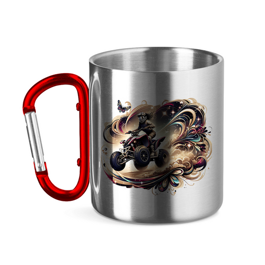 Edelstahltasse mit Karabinergriff Quad Butterfly