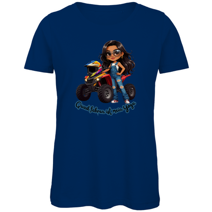 Damen Premium Bio T-Shirt Quad fahren ist mein Yoga