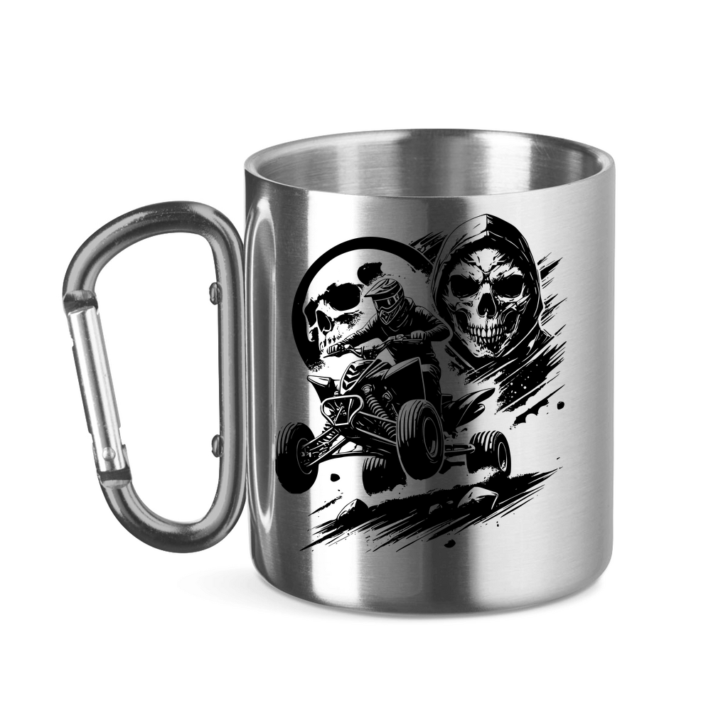 Edelstahltasse mit Karabinergriff Quad Skull