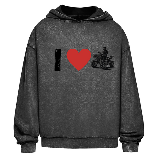 Oversize Washed Hoodie I Love Quad