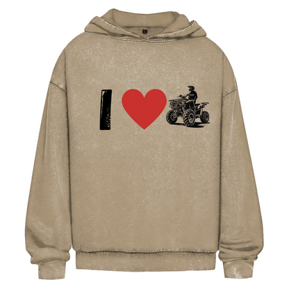 Oversize Washed Hoodie I Love Quad