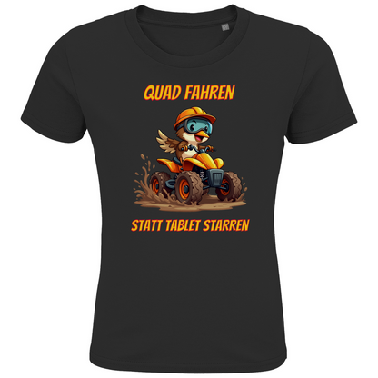 Kinder Premium Bio T-Shirt Quad fahren statt Tablet starren