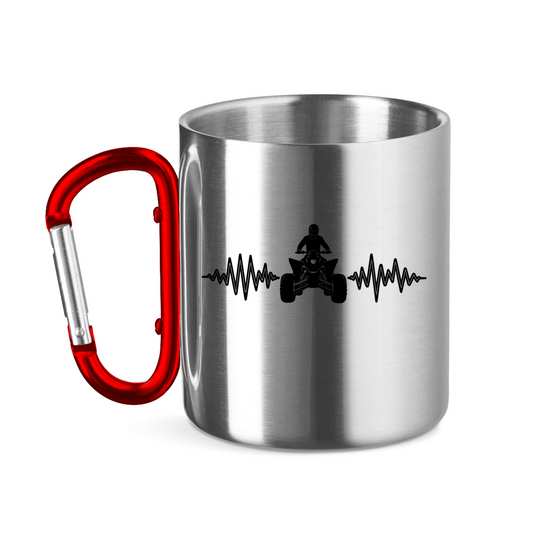 Stainless steel cup with carabiner handle Quadbeat