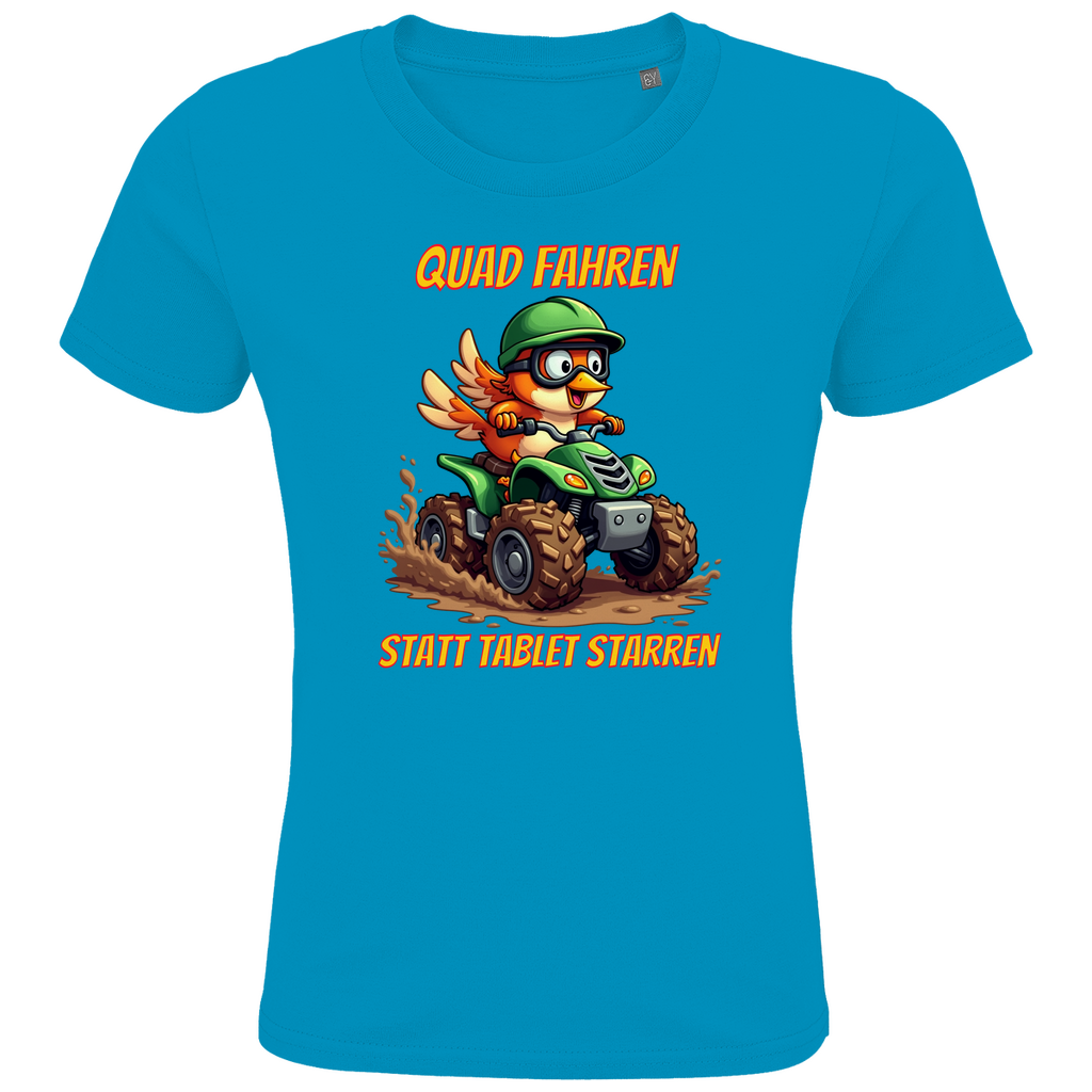 Kinder Premium Bio T-Shirt Quad fahren statt Tablet starren
