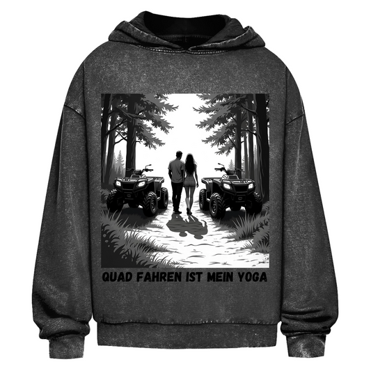 Oversize Washed Hoodie Quad fahren ist mein Yoga