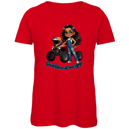 Damen Premium Bio T-Shirt Quad fahren ist mein Yoga