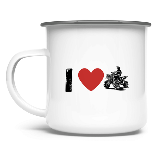 Emaille Tasse I Love Quad