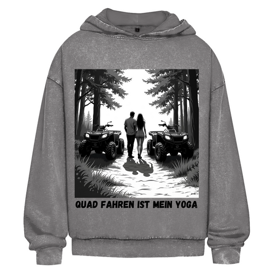Oversize Washed Hoodie Quad fahren ist mein Yoga