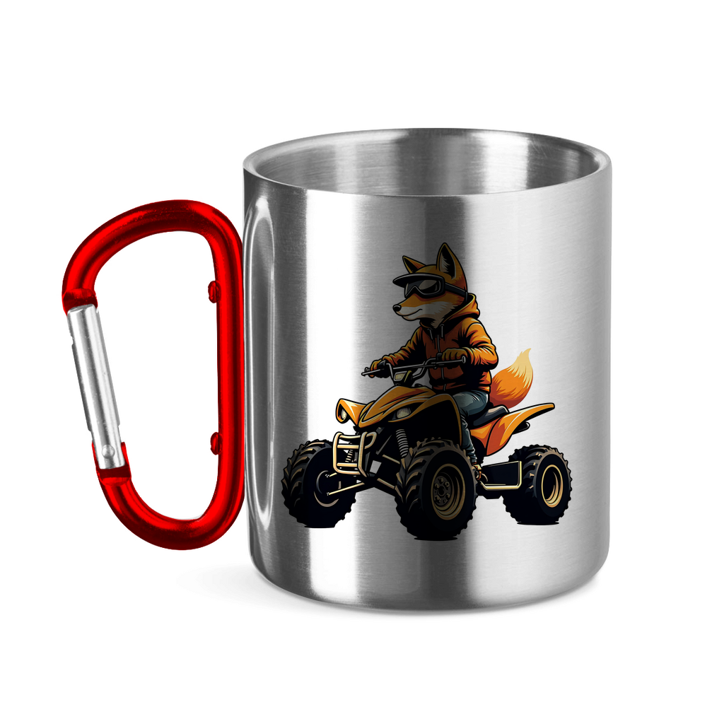 Edelstahltasse mit Karabinergriff Quad Fuchs