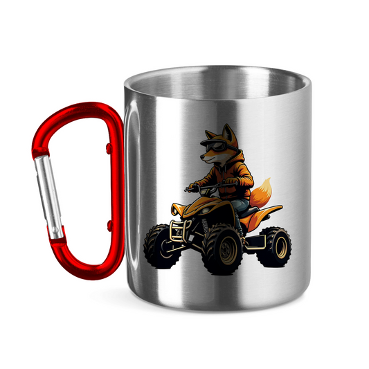 Edelstahltasse mit Karabinergriff Quad Fuchs