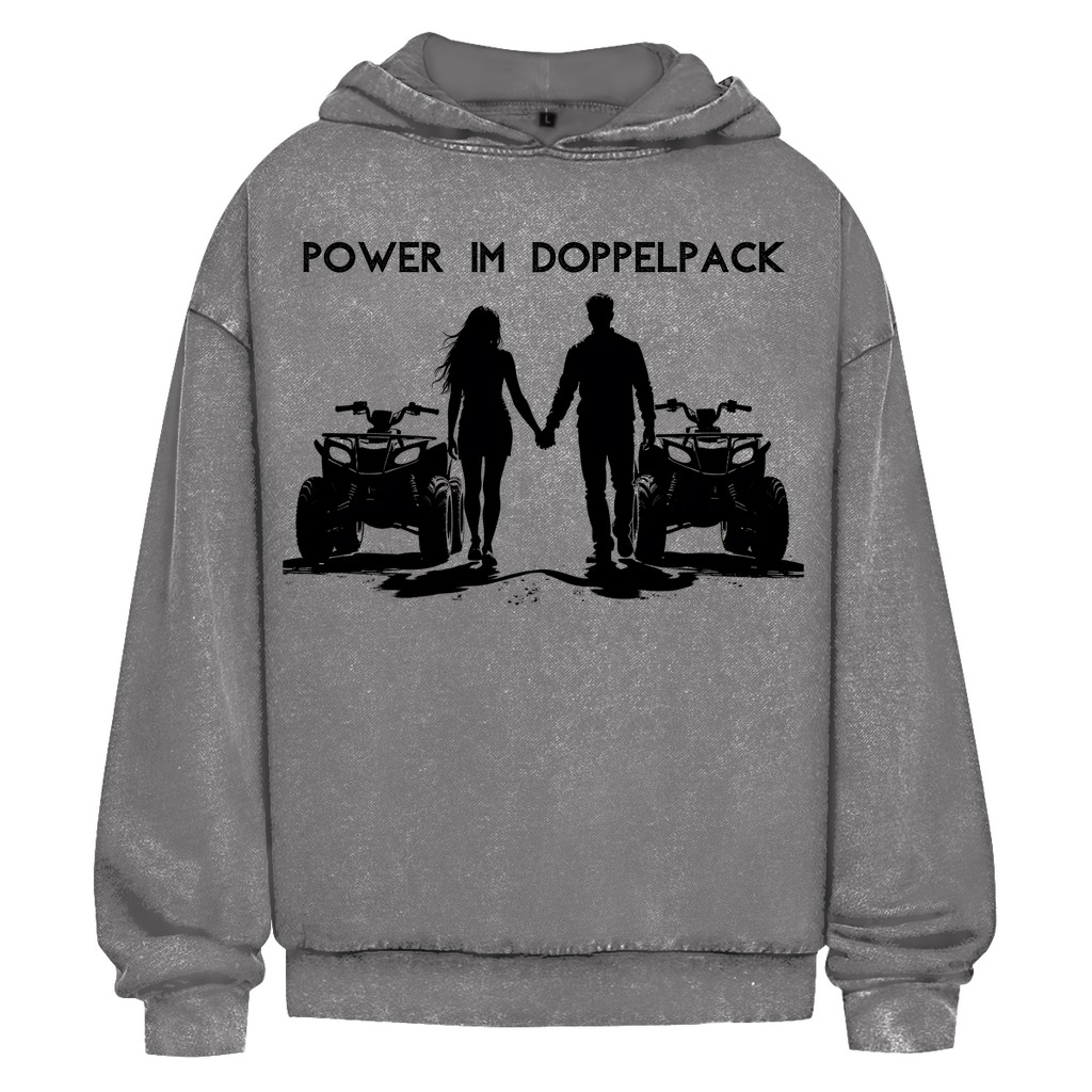 Oversize Washed Hoodie Power in a double pack