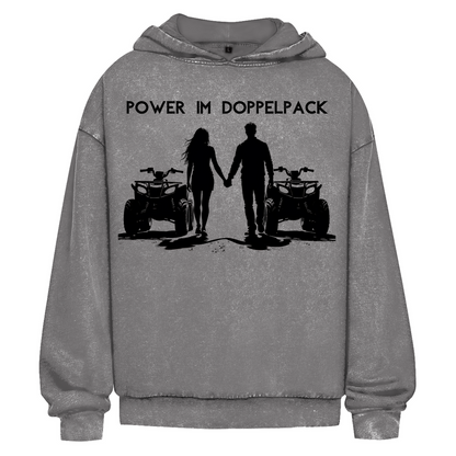 Oversize Washed Hoodie Power in a double pack