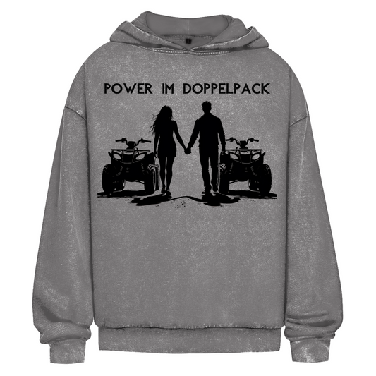 Oversize Washed Hoodie Power im Doppelpack