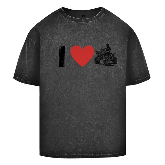 T-shirt délavé surdimensionné I Love Quad