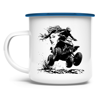 Emaille Tasse Quad FunLady