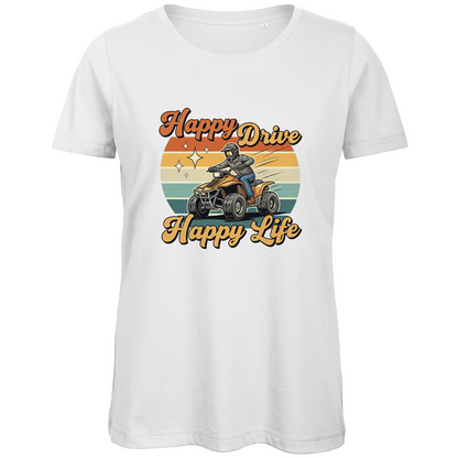 Damen Premium Bio T-Shirt Quad Happy Drive,Happy Life