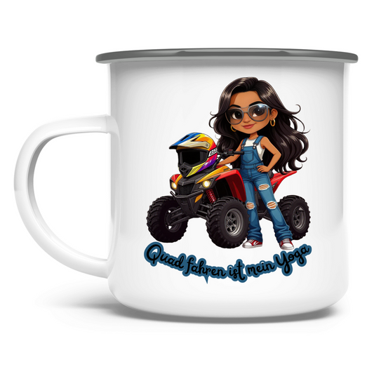 Emaille Tasse Quad fahren ist mein Yoga