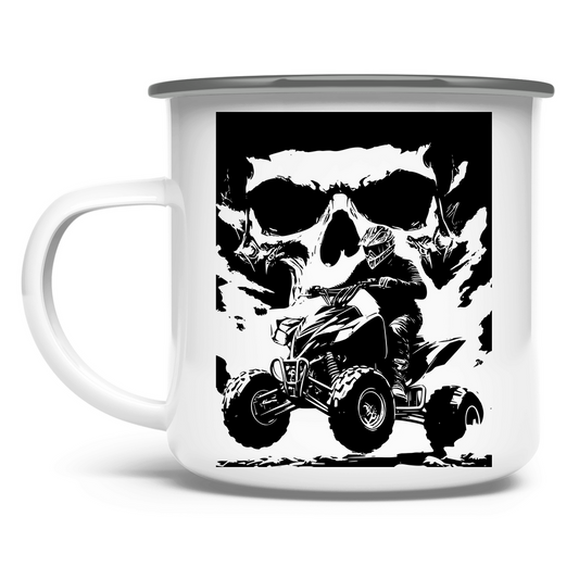 Emaille Tasse Quad Skull