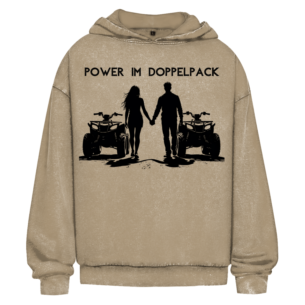Oversize Washed Hoodie Power in a double pack