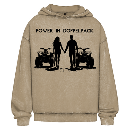Oversize Washed Hoodie Power in a double pack