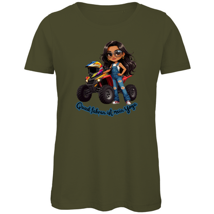 Damen Premium Bio T-Shirt Quad fahren ist mein Yoga