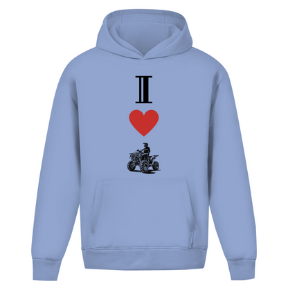 Oversize hoodie without drawstring I Love Quad