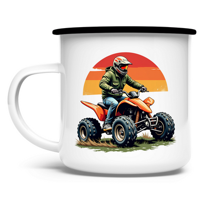 Emaille Tasse Quad Retro