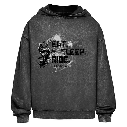 Oversize Washed Hoodie Quad Eat Sleep Ride