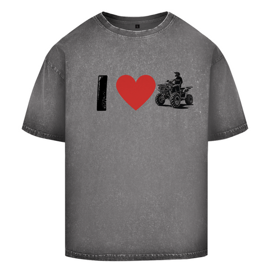 T-shirt délavé surdimensionné I Love Quad
