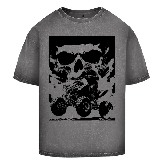 T-shirt délavé surdimensionné Quad Skull