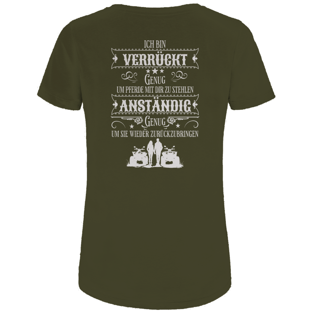Damen Premium Bio T-Shirt Backprint    Verrückt genug