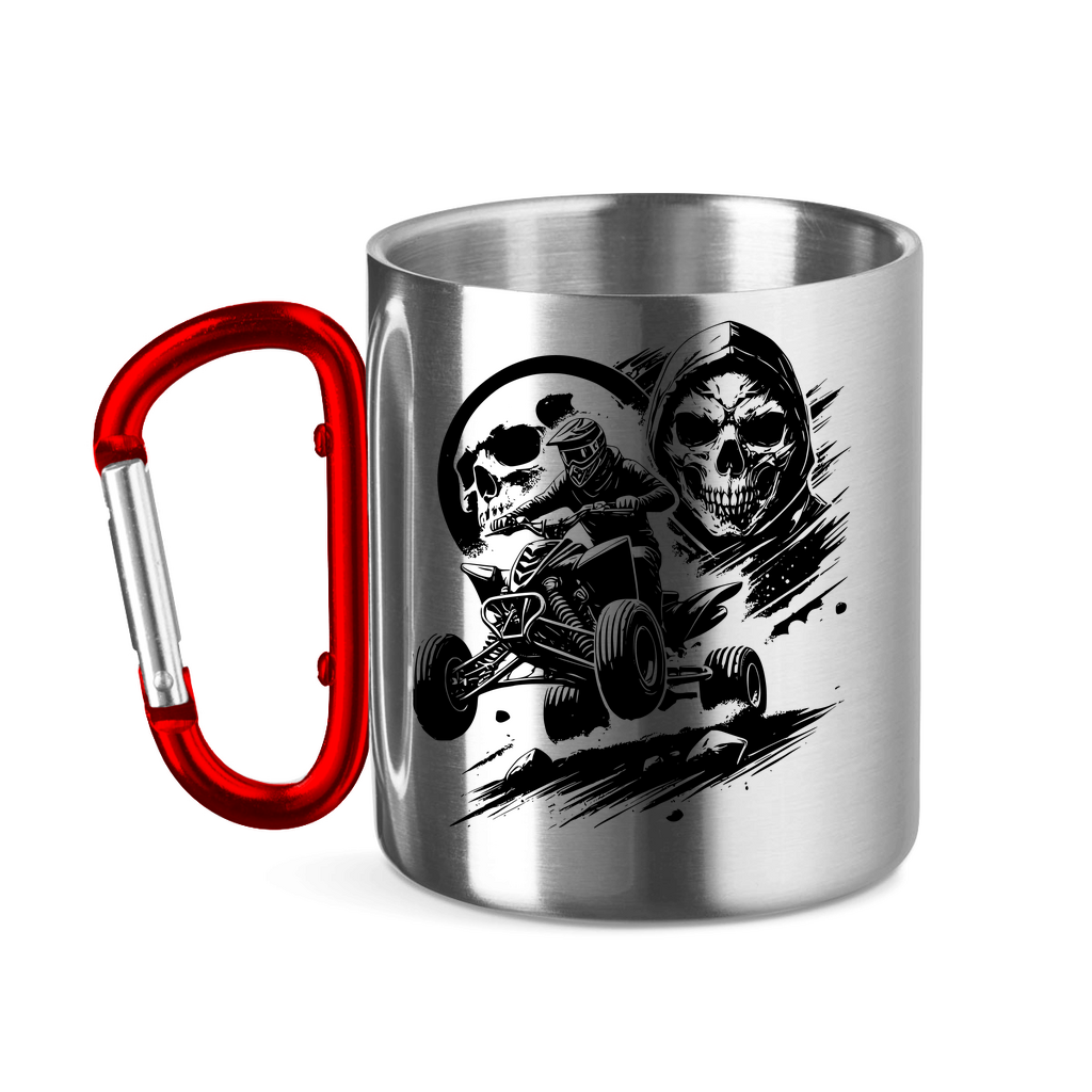 Edelstahltasse mit Karabinergriff Quad Skull
