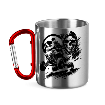 Edelstahltasse mit Karabinergriff Quad Skull