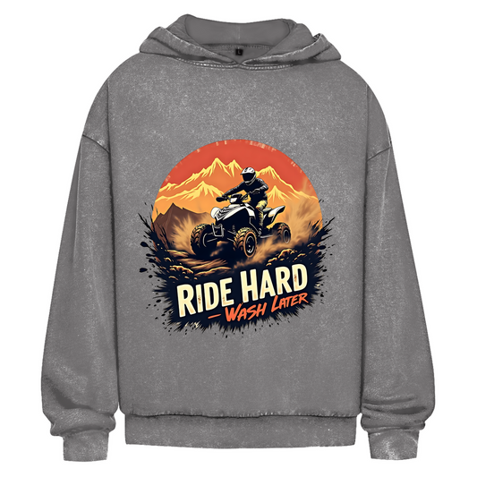Oversize Washed Hoodie Quad Ride Hard