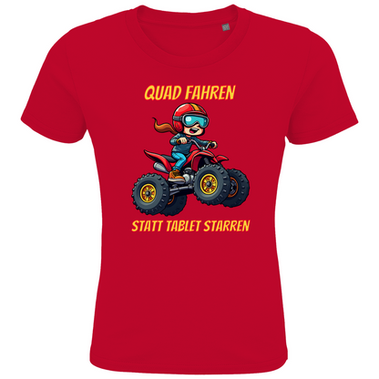 Kinder Premium Bio T-Shirt Quad fahren statt Tablet starren