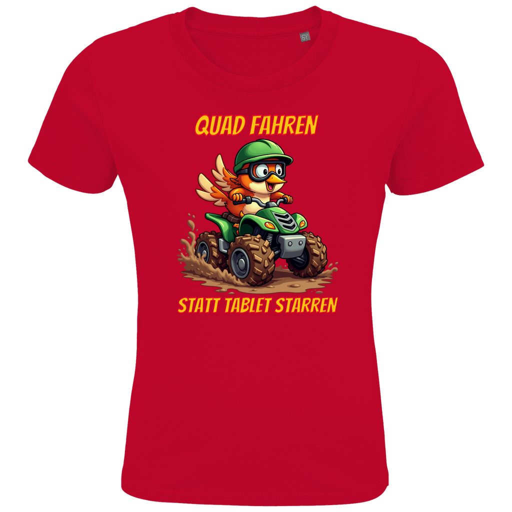 Kinder Premium Bio T-Shirt Quad fahren statt Tablet starren